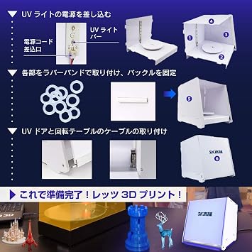 SK Honpo Photopolymerization 3D Printer for Resin Secondary Curing Machine with UV Light PLUS Timer, White