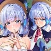 HAOJE Kamisato Ayaka Dakimakura Cover, Haragami/Genshin Cosplay, Double-Sided Print, Life-size Half-Body Body Pillow, Character Body Pillow, Long Pillow, Comfortable, Sleep Sleep Body Pillow, Cosplay Tool, COSPLAY For Photography, Christmas 2way/2wt, 45*70cm Cover and Pillow Core