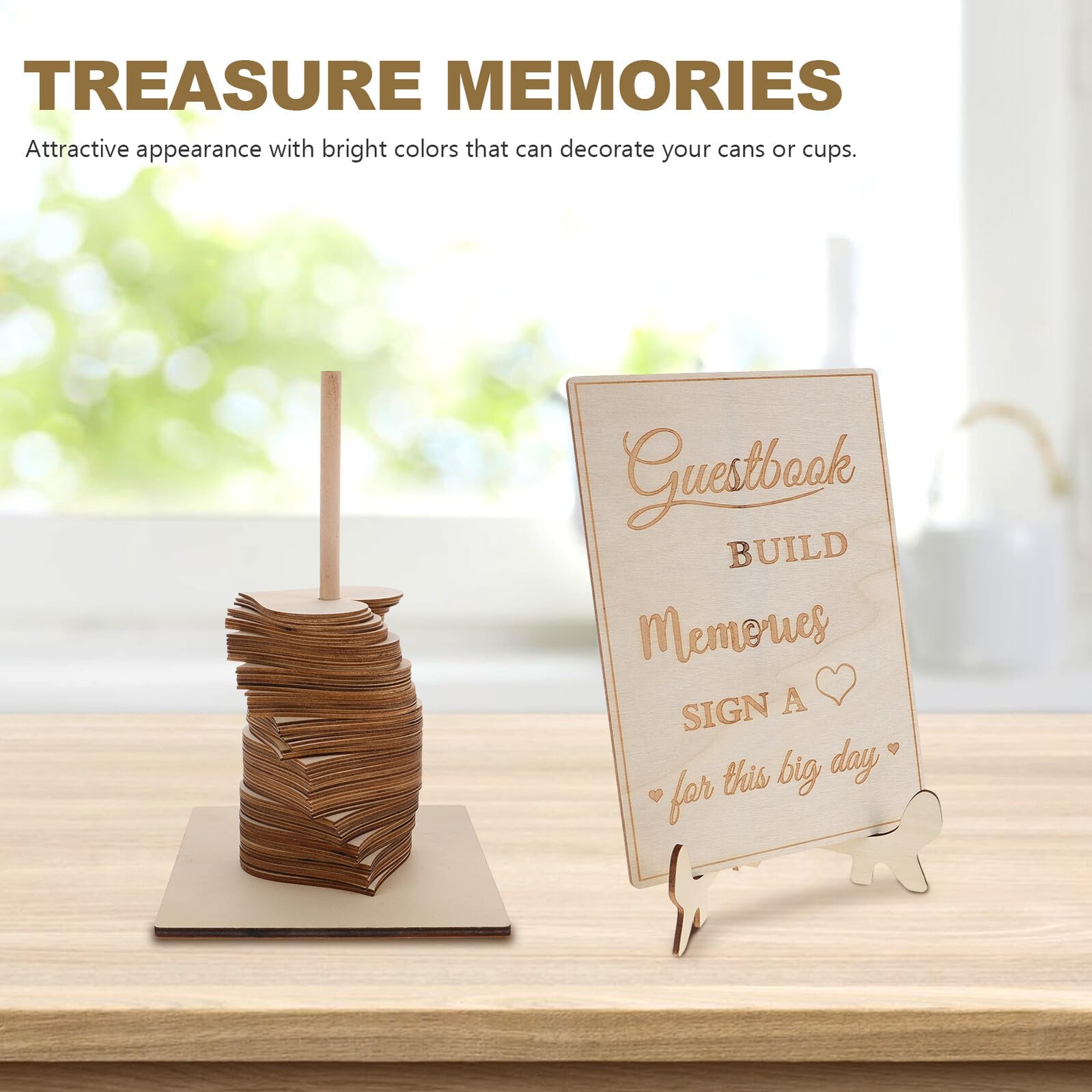 TOYANDONA Libro de Firmas para Bodas Madera en Forma de Corazón Decoración para Recepción de Boda Boho Accesorio Decorativo Versátil Detalle Personalizado para Invitados