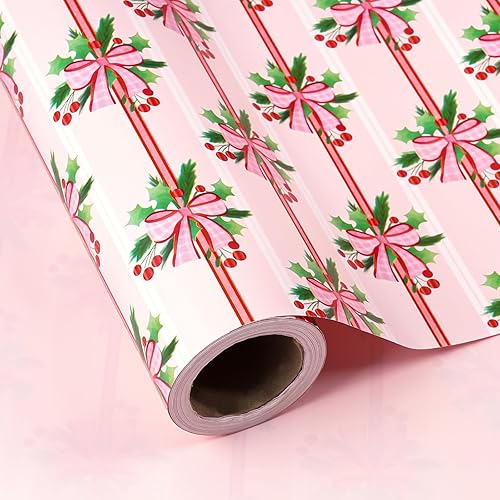 Miniatura 11 de WRAPAHOLIC - Rollo de papel de regalo reversible de 30 pulgadas para niña - 30 pulgadas x 33 pies - Lindo diseño de jirafa y huellas de bebé para