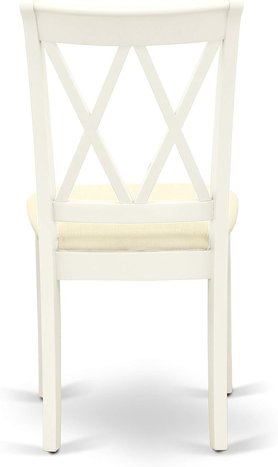 East West Furniture CLC-LWH-C Clarksville Kitchen Dining Chairs - Linen Fabric Upholstered Wood Chairs, Set of 2, Linen White