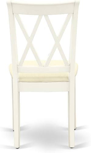 Miniatura 8 de East West Furniture CLC-LWH-C Clarksville Sillas de comedor de cocina - Sillas tapizadas de madera de lino de tela, juego de 2, color blanco lino