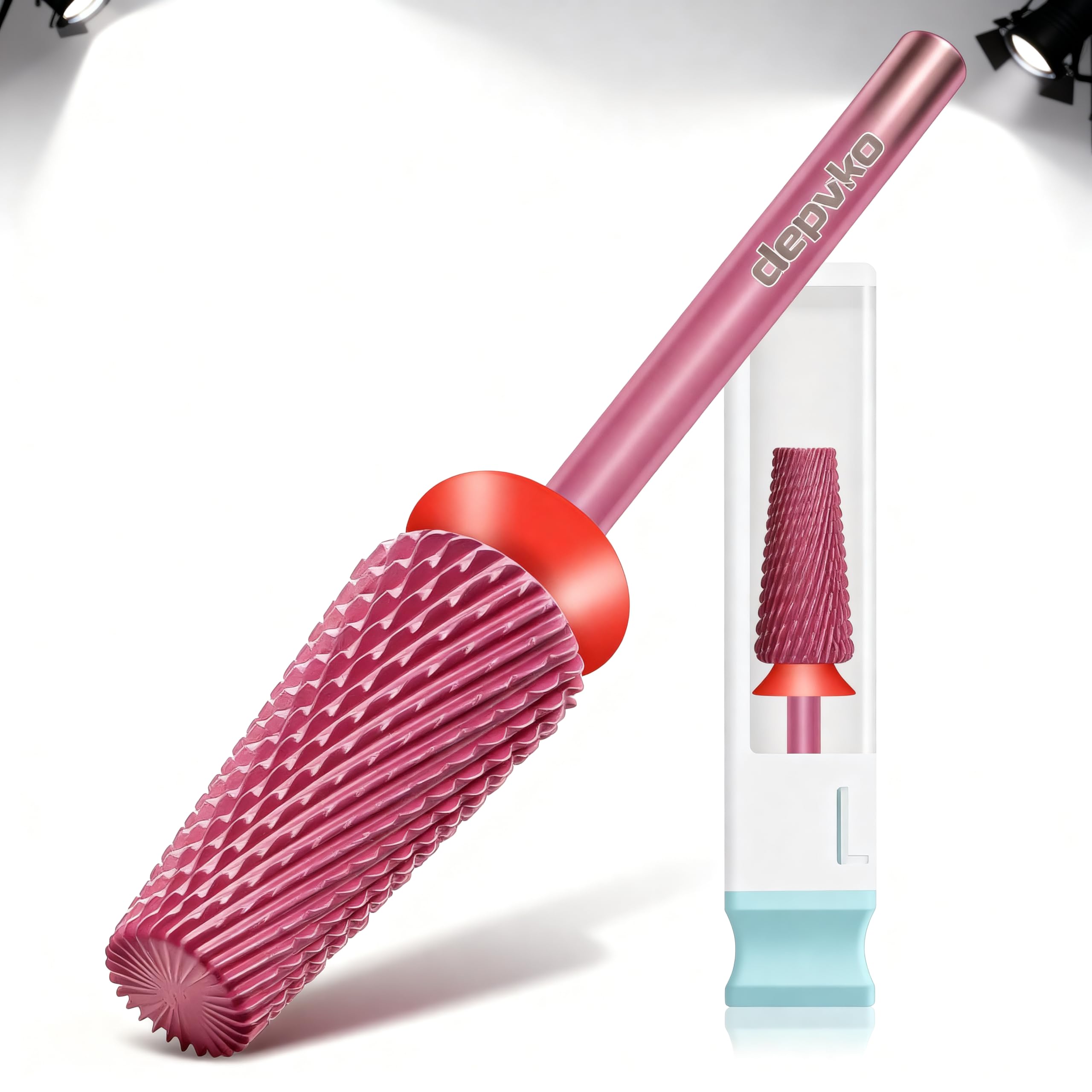 Depvko 5 in 1 Punte Fresa Unghie, 3/32" punte per unghie in carburo tungsteno per trapano per unghie, punta fresa rimozione gel professionale per manicure pedicure (Classic 5 in 1-Rossa, Fine-F)