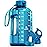 AQUAFIT 64 oz Water Bottle with Time Marker - Straw & Chug Lid - BPA Free Half Gallon Gym Water Bottle with Handle - Big Gallon Jug (Aqua, 64 Ounces)