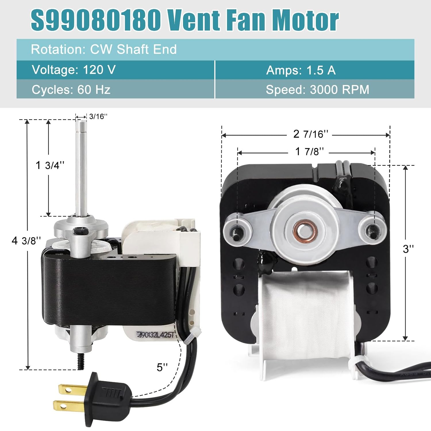 S99080180 Fan Motor Replacement for Broan-Nuton 509, 509S, 509-C, 509S-C, 509-A, 509S-A, 509MG-A, 509SMG-A Bathroom Exhaust Fan Motor, 99080180, SX-0466266 C Frame Motor