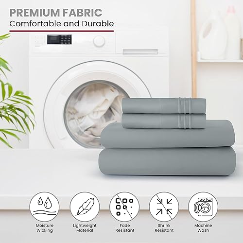 Miniatura 8 de LDC Sábanas  Juego de sábanas de 6 piezas California King  Sábanas de microfibra cepillada de alto GSM  Sábanas y fundas de almohada de hasta 16