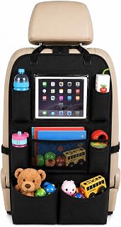 Car Backseat Organizer with Tablet Holder, Multi-Pocket Storage, Kick Mat Seat Protector for SUV, Truck