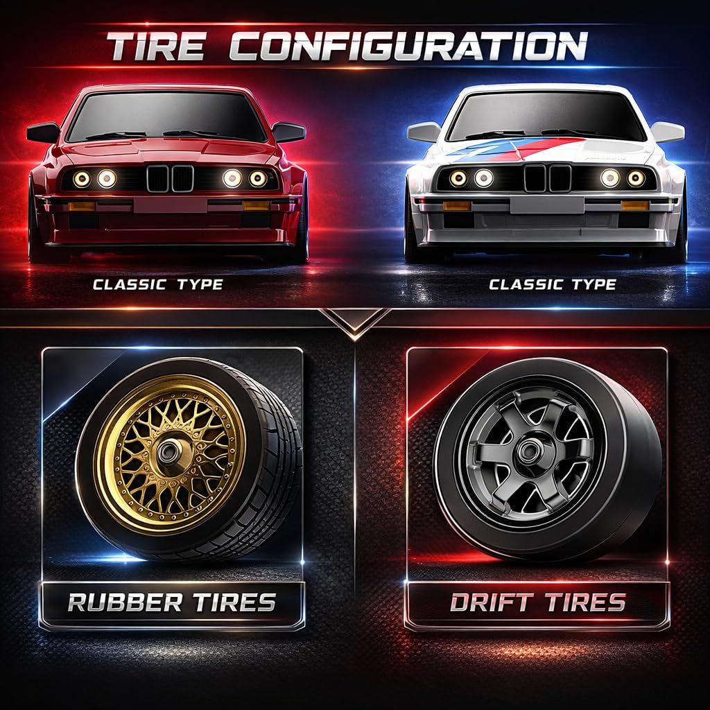 RC Drift Car 2.4GHz 1:16 Scale 4WD 30KM/H High Speed Remote Control Cars Vehicle with LED Lights 2Pcs Rechargeable Batteries Drifting Tires Racing Sport Toy Cars for Adults Boys Girls Kids Gift