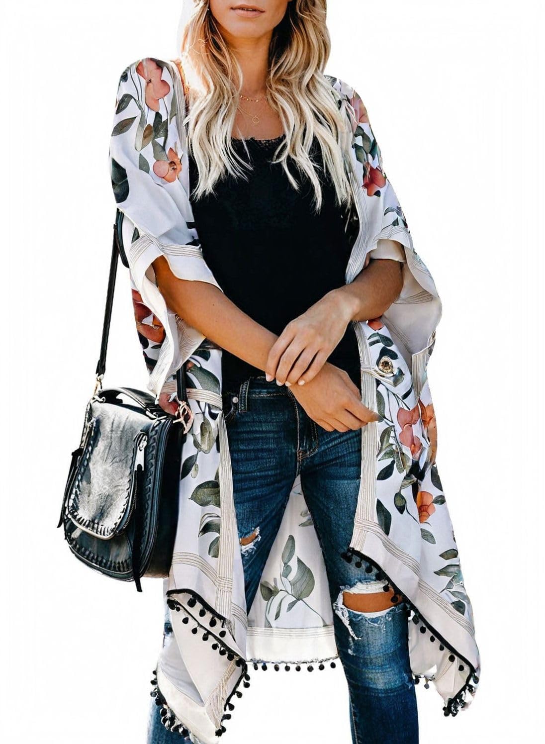 DokotooWomens 2023 Fashion Summer Print Kimono Casual Cardigans Loose Cover ups