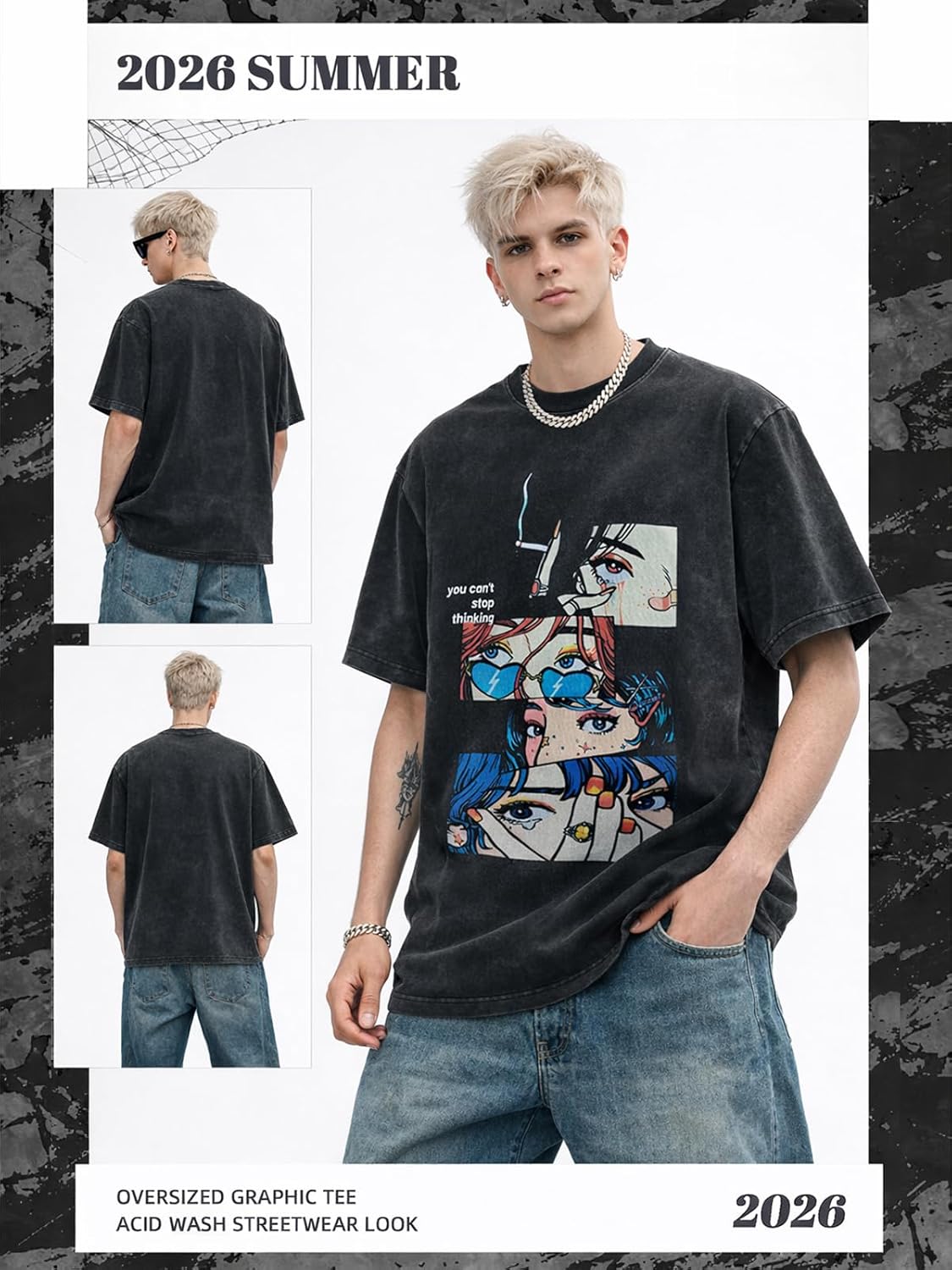 Vintage Graphic Oversized T-Shirt for Men and Women Cotton Casual Tee Crew Neck Streetwear Aesthetic Tops - Image 3