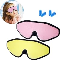Vista 12 de 2 Piezas Máscaras de Sueño 3D para Niños de Espuma Viscoelástica Contorneada para los Ojos, Cubierta de Ojos para Dormir de Viaje con Correa Azul