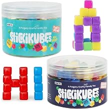 KOMARC GAMES StickiKubes Original and Neon Bundle - 250 Sticky Mini Stacking Cubes in 4 Classic and 5 Neon Colors - Non-Toxic STEM Building Toy for Kids Ages 4+
