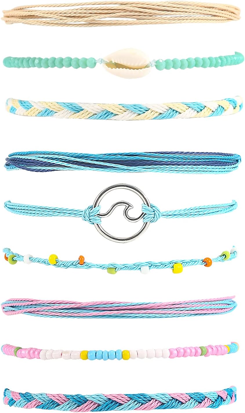 Surfer Wave Bracelets for Teen Girls Summer Beach Bracelets Handmade Braided Rope Friendship Bracelets Boho Adjustable Waterproof Bracelets for Women Beach Jewelry for Women