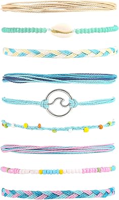 Surfer Wave Bracelets for Teen Girls Summer Beach Bracelets Handmade Braided Rope Friendship Bracelets Boho Adjustable Waterproof Bracelets for Women Beach Jewelry for Women
