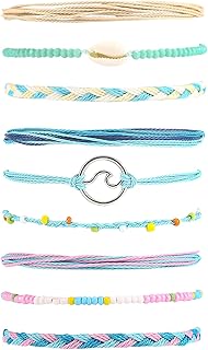 Surfer Wave Bracelets for Teen Girls Summer Beach Bracelets Handmade Braided Rope Friendship Bracelets Boho Adjustable Waterproof Ankle Bracelets for Women Ocean Beach Jewelry for Women Teen Girls