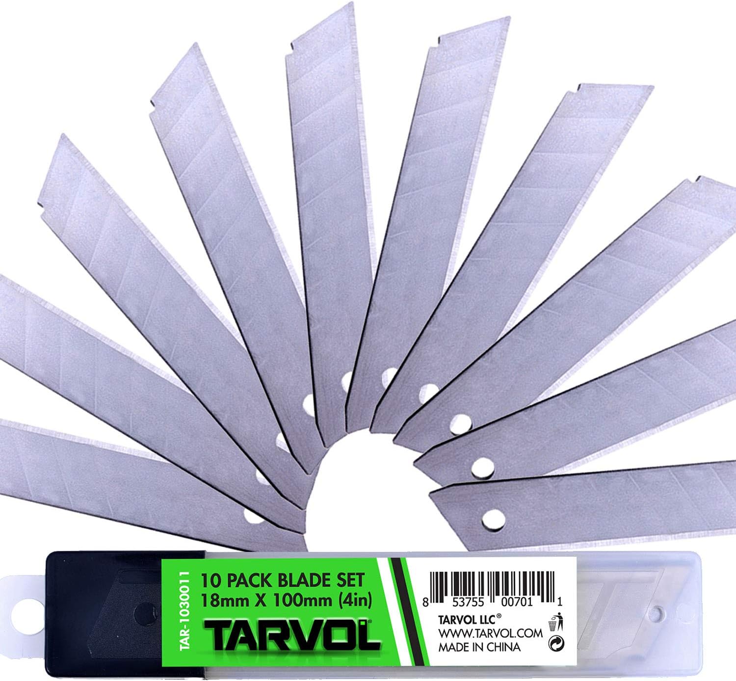 Box Cutter Utility Knife Blades (Value 10 Pack) - 4Inch Length - Fits Most Utility Knives - Premium Grade Strength - Snap Off Blades - Perfect Hobby Knife for Cutting Cardboard, Boxes, and More!