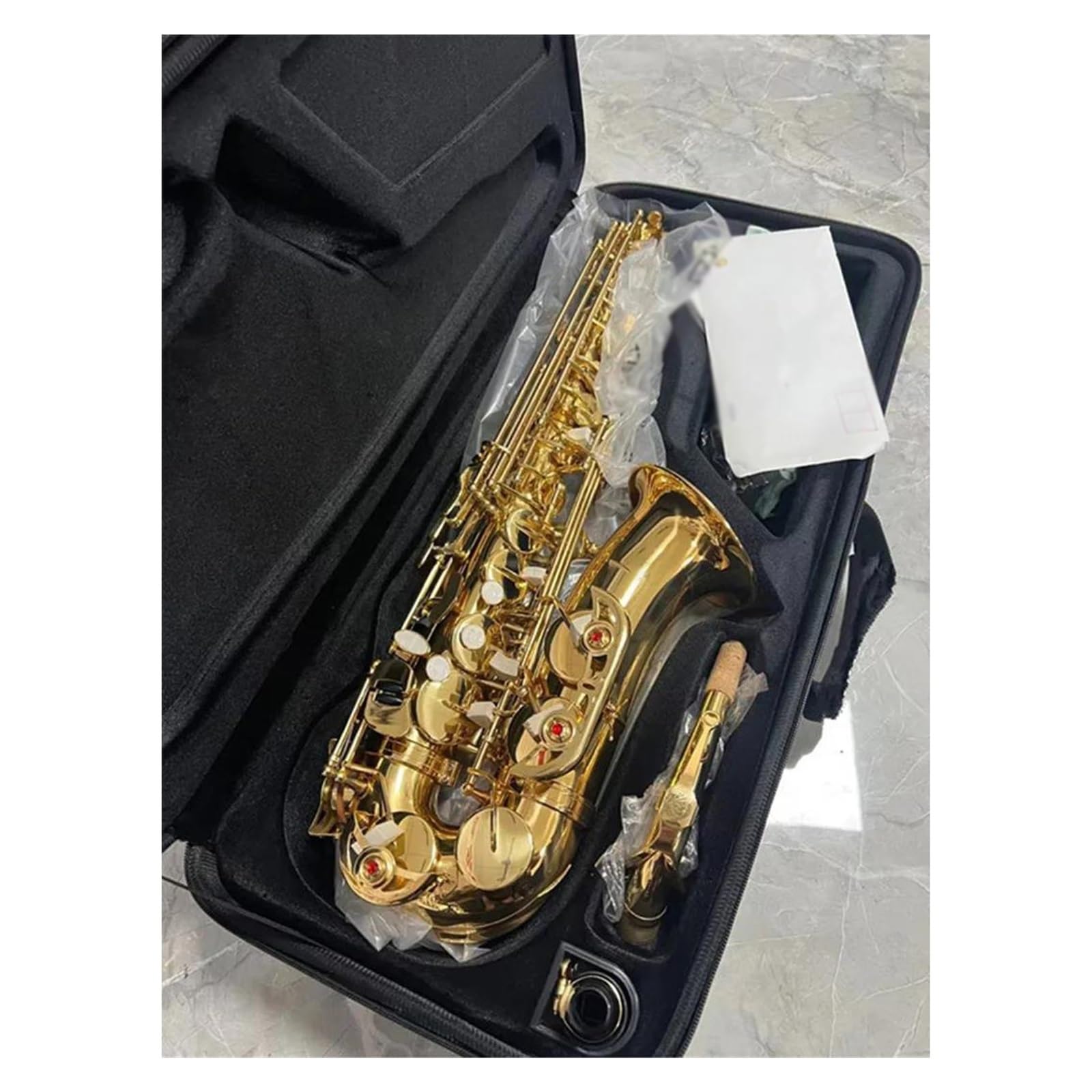 Saksofon Saksofon Altowy Eb, Mosiężny, Złoty Lakier, Instrument Muzyczny, Saksofon E-płaski Z Akcesoriami Do Futerału