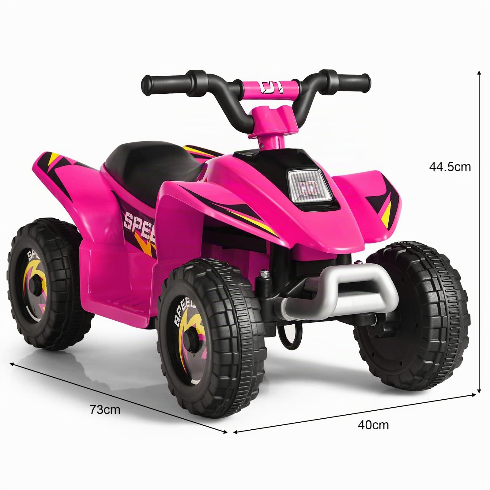 COSTWAY Mini Cuatriciclo ATV para Niños Batería 6V, Coche Eléctrico Infantil Marcha Adelante y Atrás, Seguro de Utilizar, Velocidad Máxima 4,6 km/h, Vehículo Motorizado (Rosa)