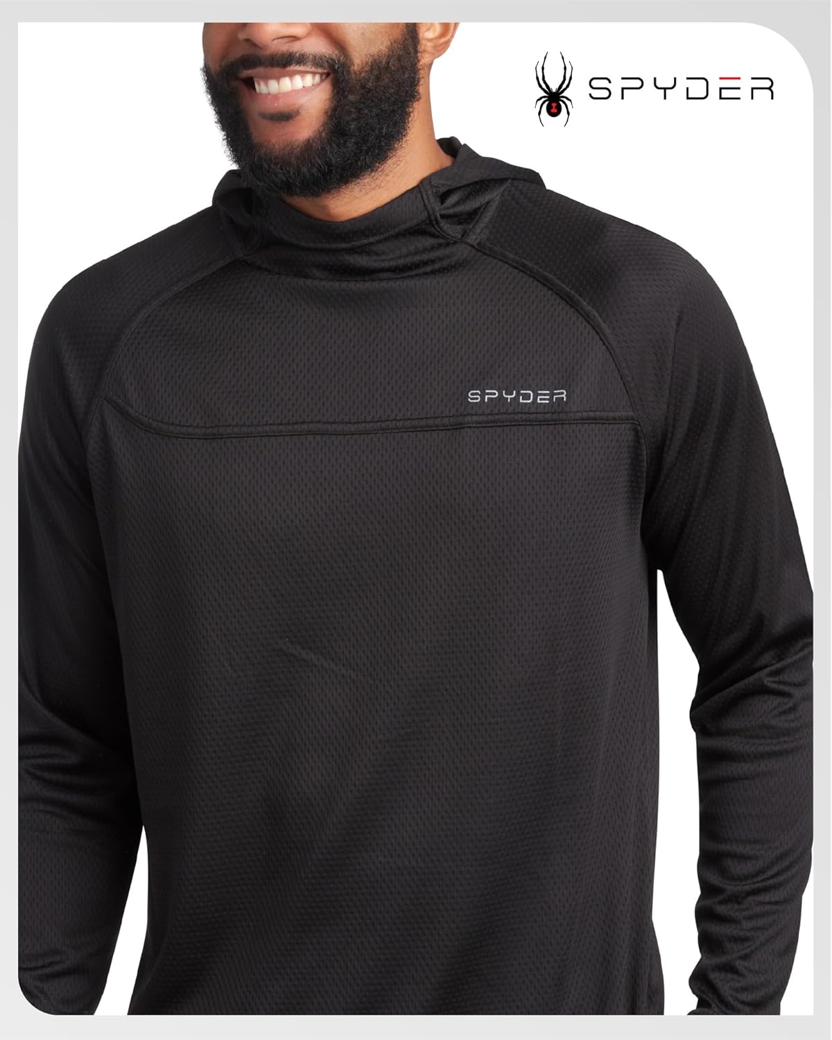 Spyder Mens Sun Hoodie - UPF 50+ UV Protection Long Sleeve Rash Guard Quick Dry Moisture Wicking Swim Shirts for Men - Image 4