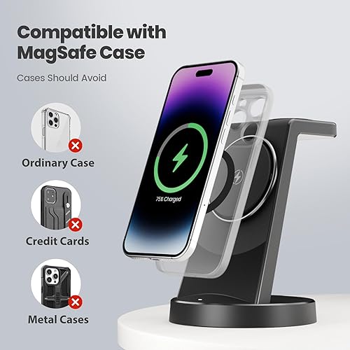 Miniatura 7 de Soporte de carga inalámbrico magnético 3 en 1 estación de carga Qi2 segura de 15 W para iPhone 17 16e 16 15 14 13 12 Pro Max - Apple Watch S112
