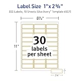 Avery Printable Address Labels, 1" x 2-5/8", Matte White with Metallic Gold Borders, Permanent, Laser & Inkjet Compatible, 300 Blank Mailing Labels, Great for Weddings, Favors, and More (6507) – view 5