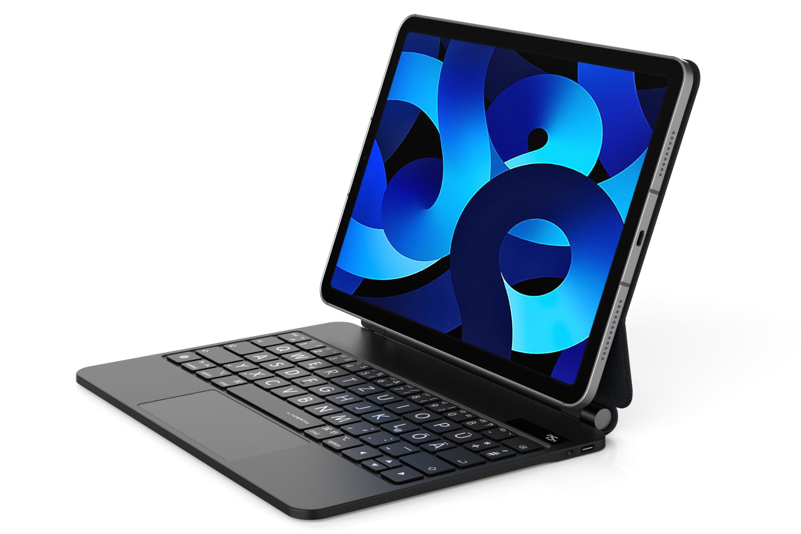 Deutsche Tastatur für iPad 10,9 2022-10. Gen (A2696/A2777/A2757) mit großen beleuchteten Buchstaben, für Senioren, Kinder & Sehbehinderte, Multi-Touch Trackpad | SCHWARZ | MAGIO-DG823