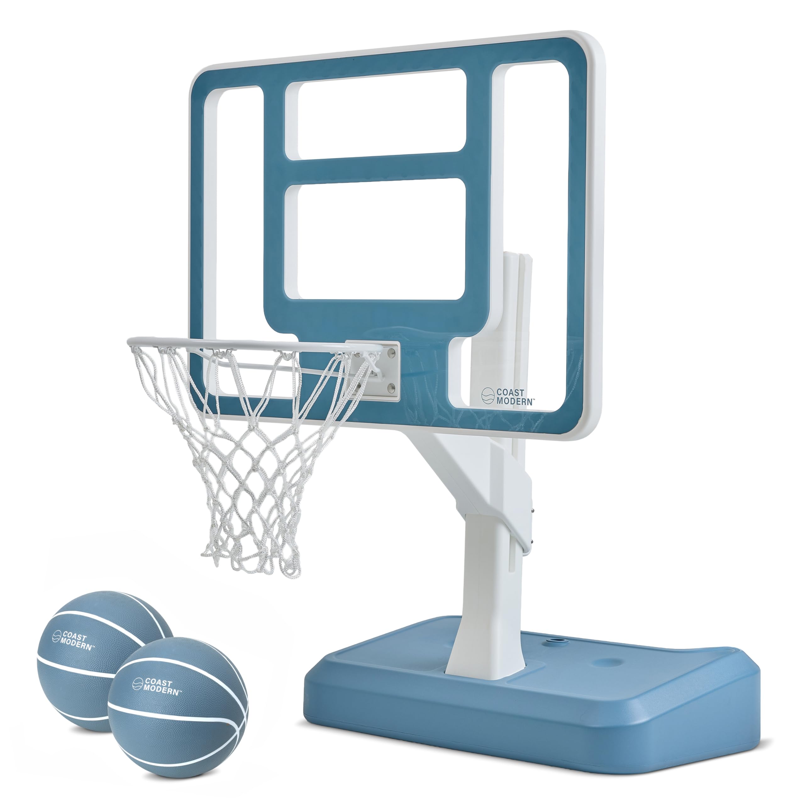 Photo 1 of [PARTIAL SET] Coast Modern Pool Basketball Hoop with Adjustable Height - Poolside Basketball Hoop with Weighted Base, Premium Acrylic Backboard, & 18" Steel Rim