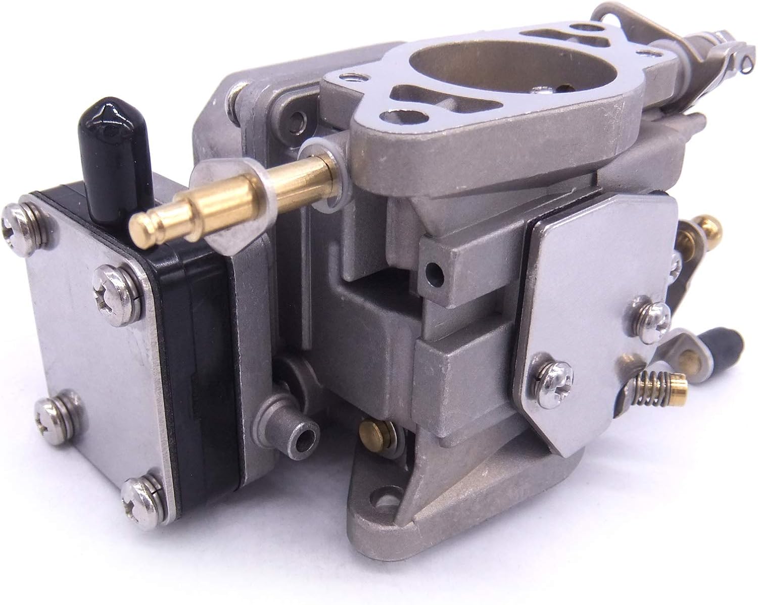 Boat Engine 6L2-14302-11 Carburetor Carb Assy for Yamaha Outboard Motor 25HP 2-Stroke, The pump Outlet is Open, Good fuel flow to the upper 6L2-14301 carburetor