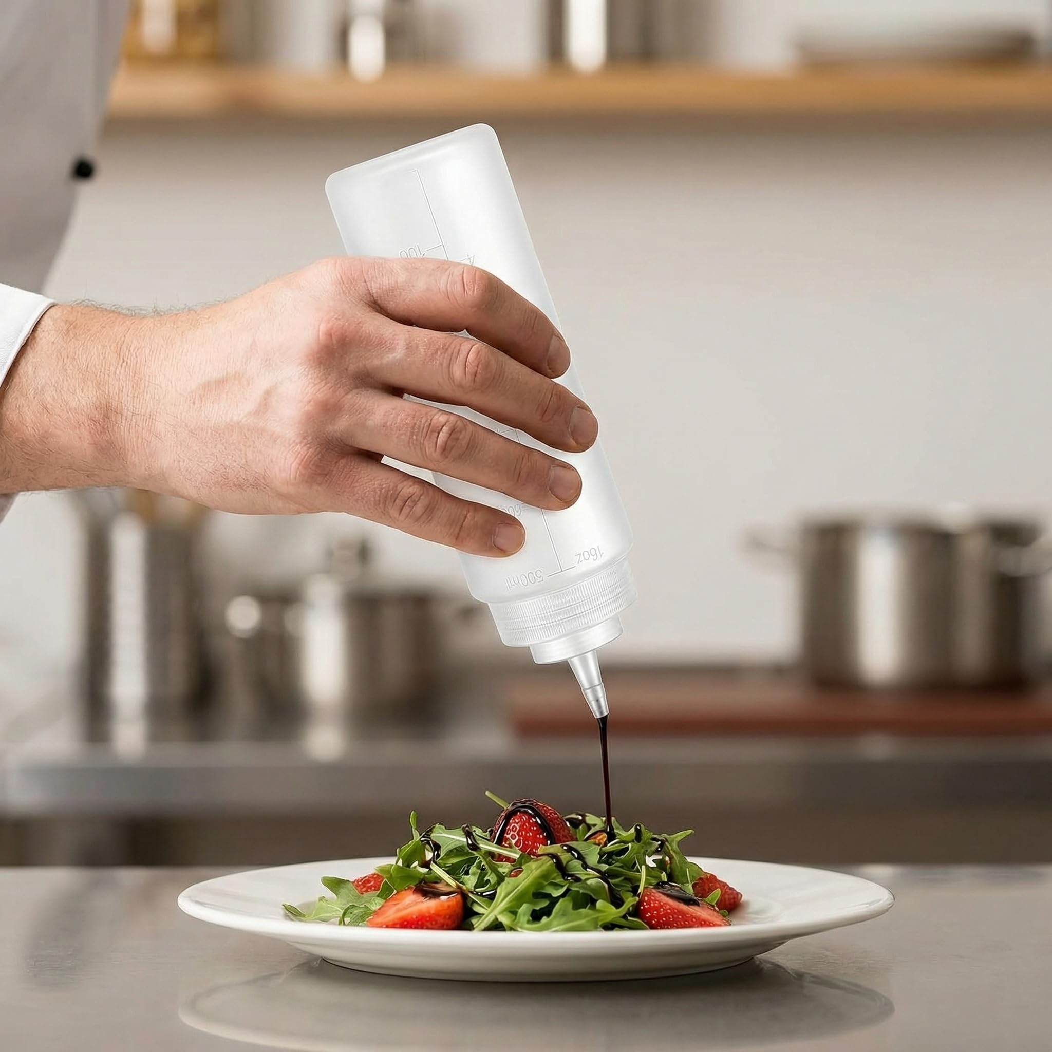 Confezione da 12 bottiglie per condimenti, da 500 ml, vuote, con tappo a vite, a prova di perdite, ideali per ketchup, senape, sciroppo, salse, condimenti, olio, arti e mestieri