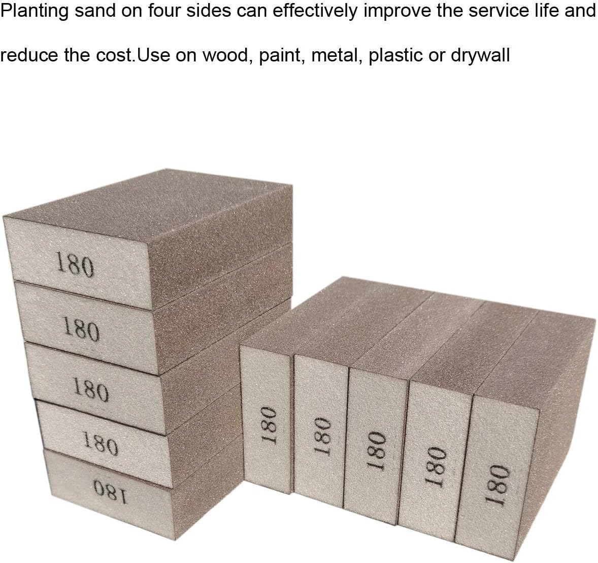 10 Pack 180 Grit Sanding Sponge, Washable and Reusable Sanding Blocks Great for Pot Pan Brush Sponge Brush Glasses Wood 180 Grit-10 Pack image 4 of 4 B08NV3LYYB