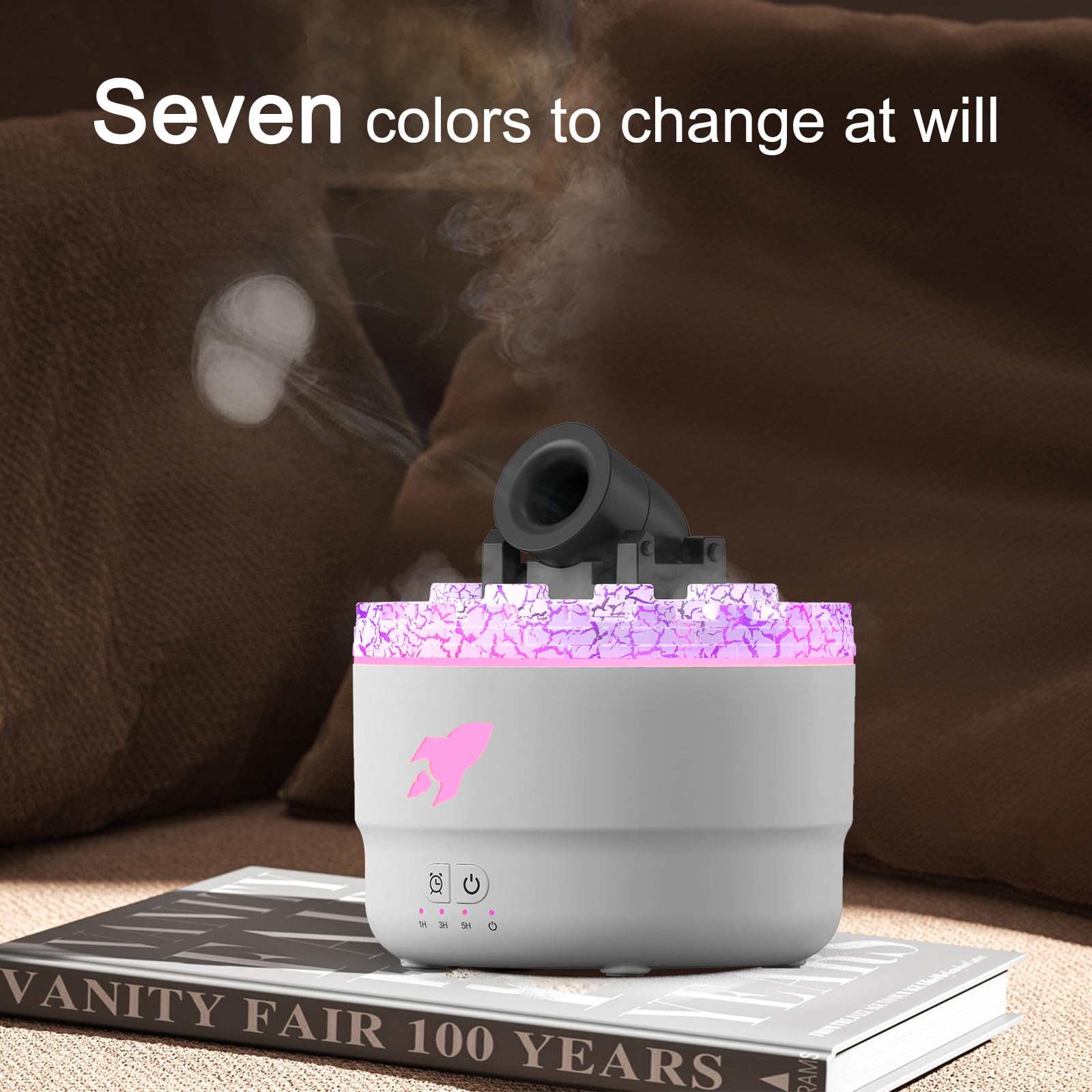 Cannon Diffusore di Oli Essenziali Diffusore di Nebbia Fredda con 7 Luci Colorate e Timer di Spegnimento Automatico Senza Acqua,200ml