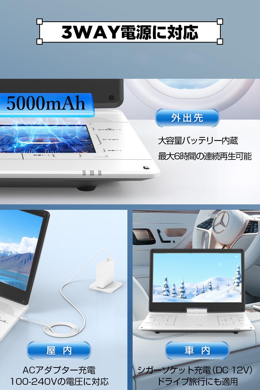 2025年新登場 目の保護モード搭載 15.6インチ液晶】 ポータブルDVD