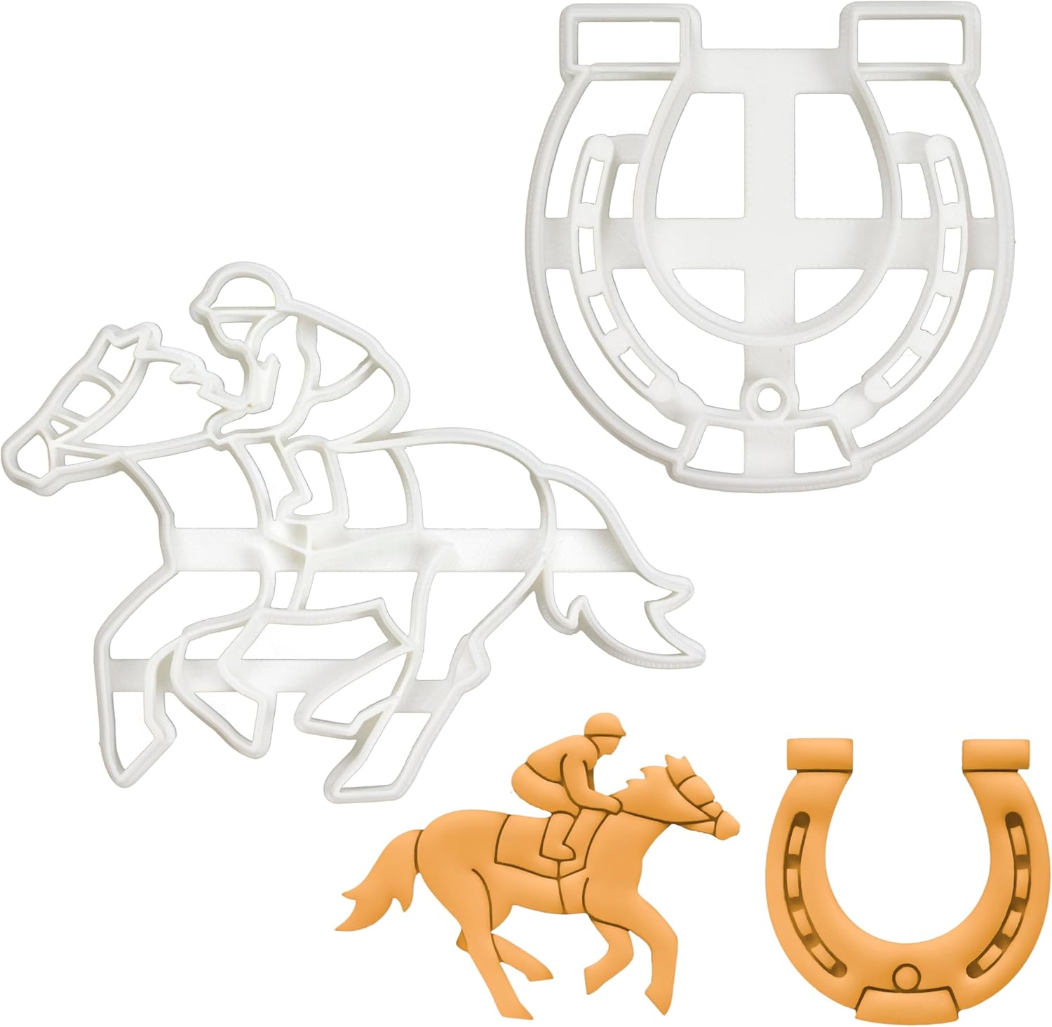 Set of 2 Jockey cookie cutters (Designs: Jockey and Horse Shoe), 2 pieces - Bakerlogy
