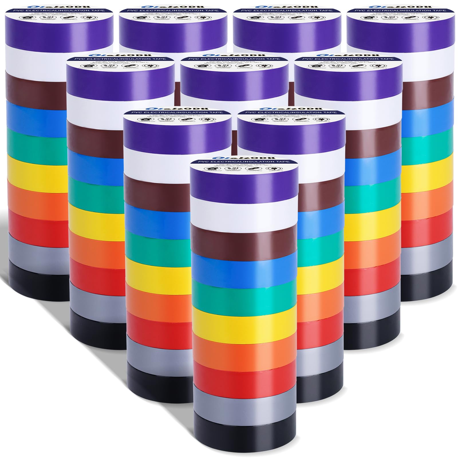 Oleitodh 100 Rolls Colored Electrical Tape Bulk 3/4 Inch x 66ft, Waterproof Vinyl Electric Tape High Temp Insulation Tape for Electrical Protection