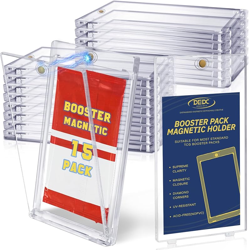 DEDC Booster Pack Protector Card Holder UV Magnetic Case MTG Display Holder Clear Cases Fit for Standard Cards Storage Protect Collectible Sports Gaming Cards (Pro-Collector Bundle(15pcs))