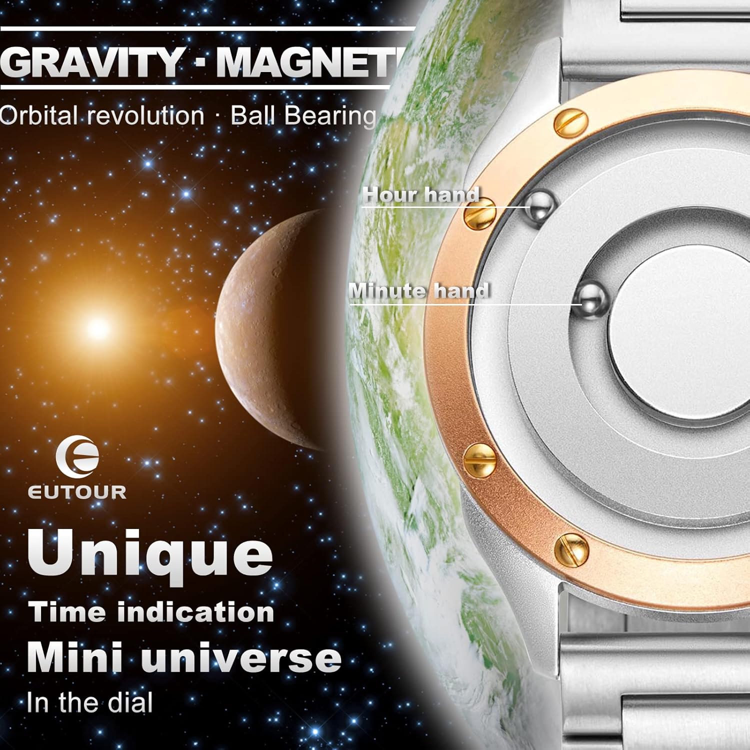 EUTOUR Orologio magnetico da uomo Orologio da uomo stile sportivo semplice moda casual usura quarzo da uomo