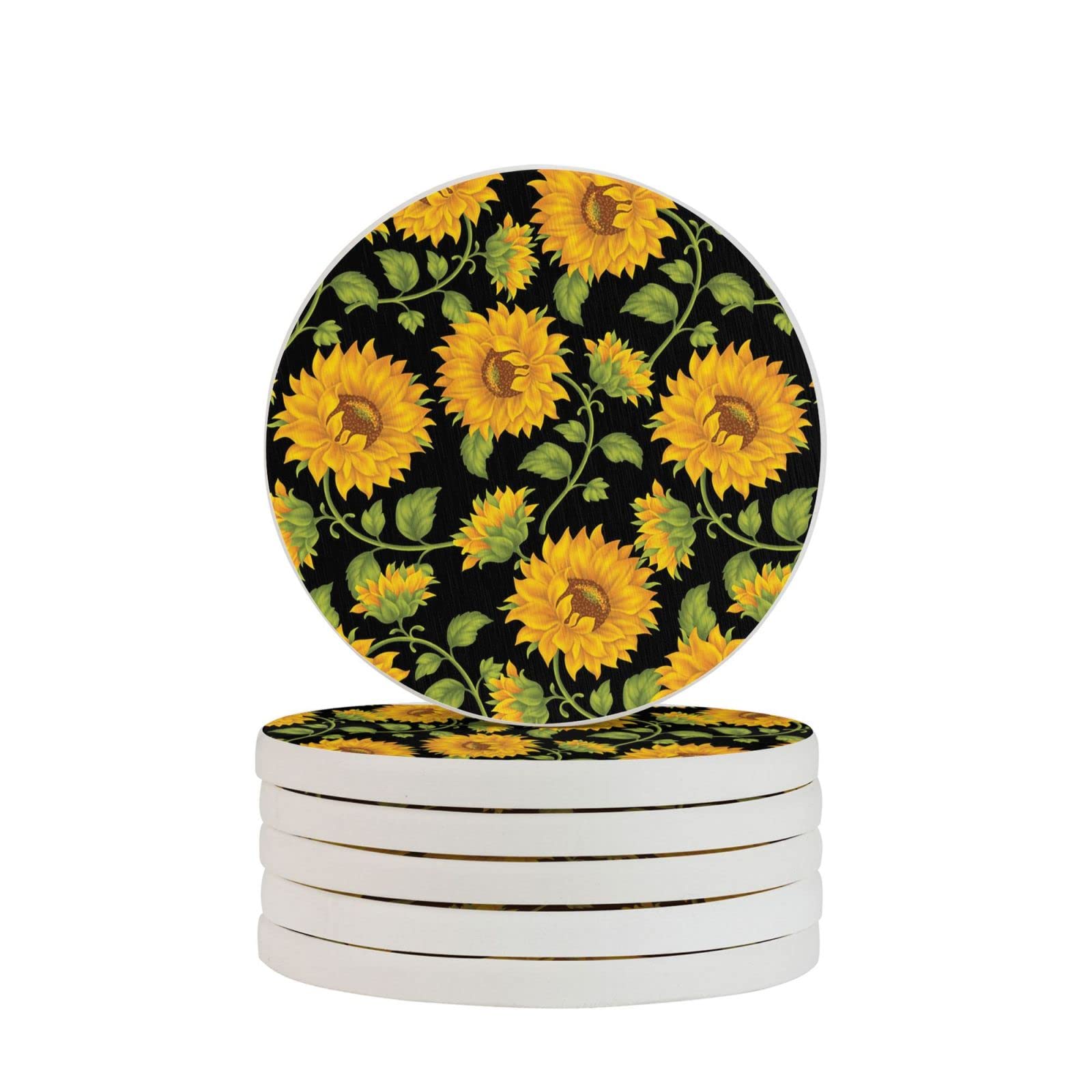 Sunflowers Two Pieces Drink Coaster for Tabletop Protection Place Mats for Home Decor