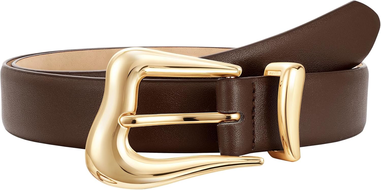 TRIWORKS Women Leather Belt with Gold Buckle Fashion Ladies Leather Waist Belt for Jeans Pants - Image 7