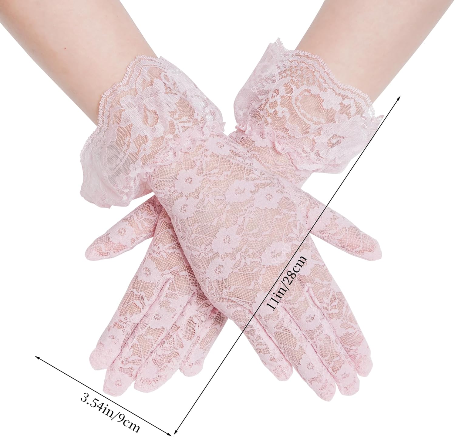 obmwang 5 Pieces Girls Tea Party Supplies Tea Party Gloves Hats Girls Kids Tea Party Necklace Fan for Girls Tea Party Costume - Image 4