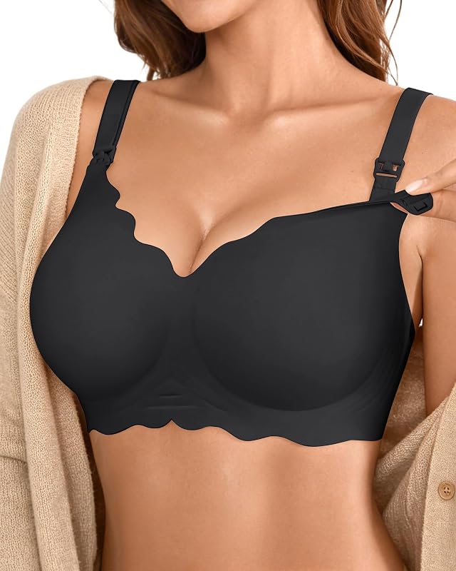 Maternity Nursing Bra for Women Breastfeeding - Jelly Pregnancy Pumping Breast Feeding Seamless Bras with Support