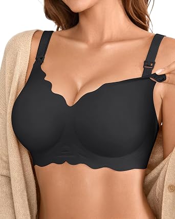 DEANGELMON Maternity Nursing Bra for Women Breastfeeding - Jelly Pregnancy Pumping Breast Feeding Seamless Bras with Support