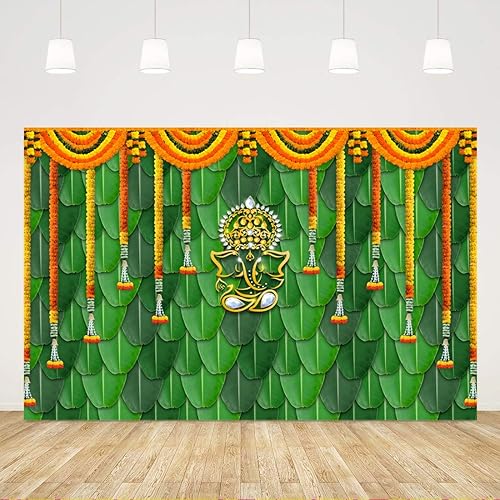 Wollmix Pooja - Telón de fondo decorativo indio, Ganpati Puja, tradicional, Chatiya Ganesh Mehndi, fondo de fotografía, festival, boda, fiesta,