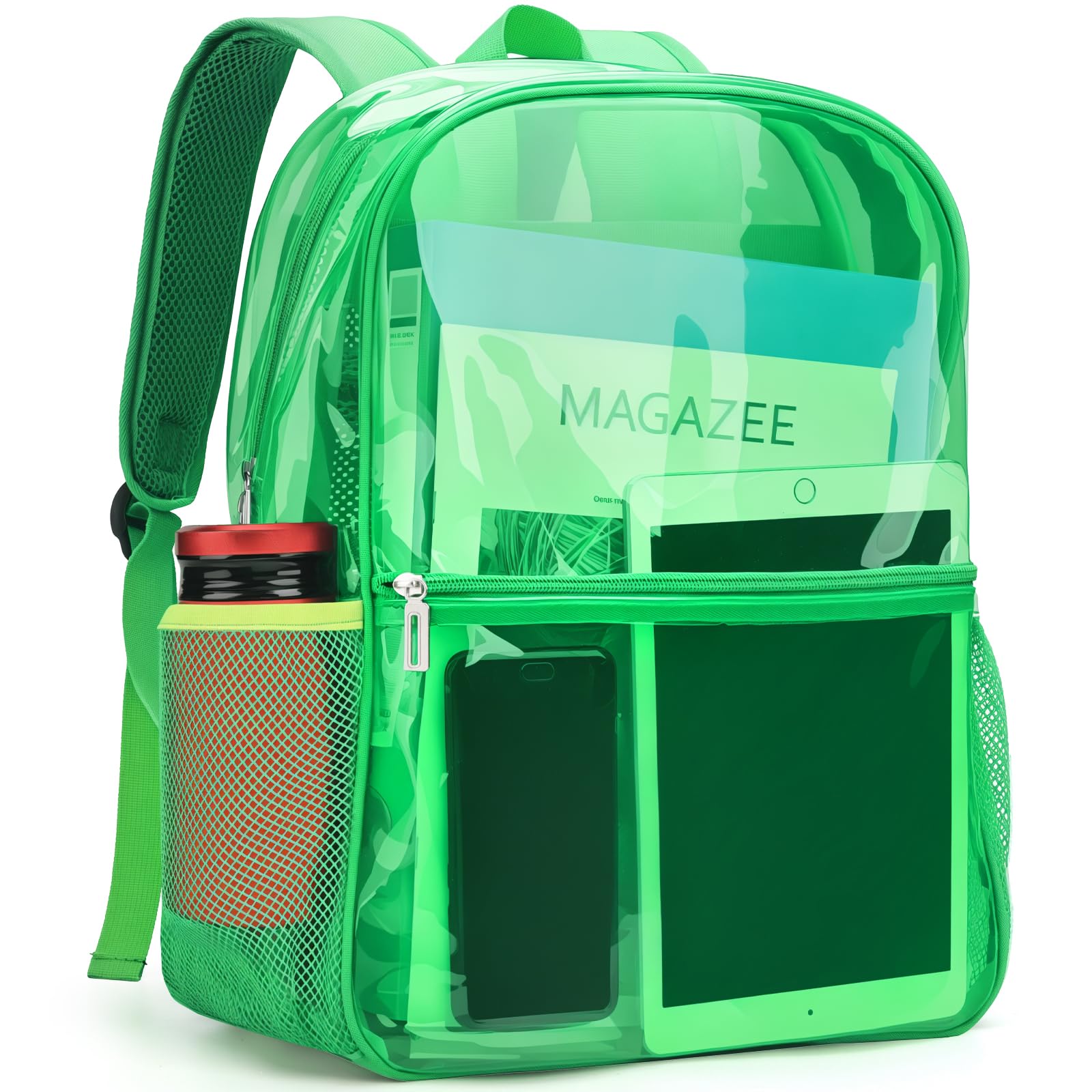 Neurora Clear Backpack Heavy Duty TPU Transparent Backpack for Sports,Work,Security Travel.(Green)