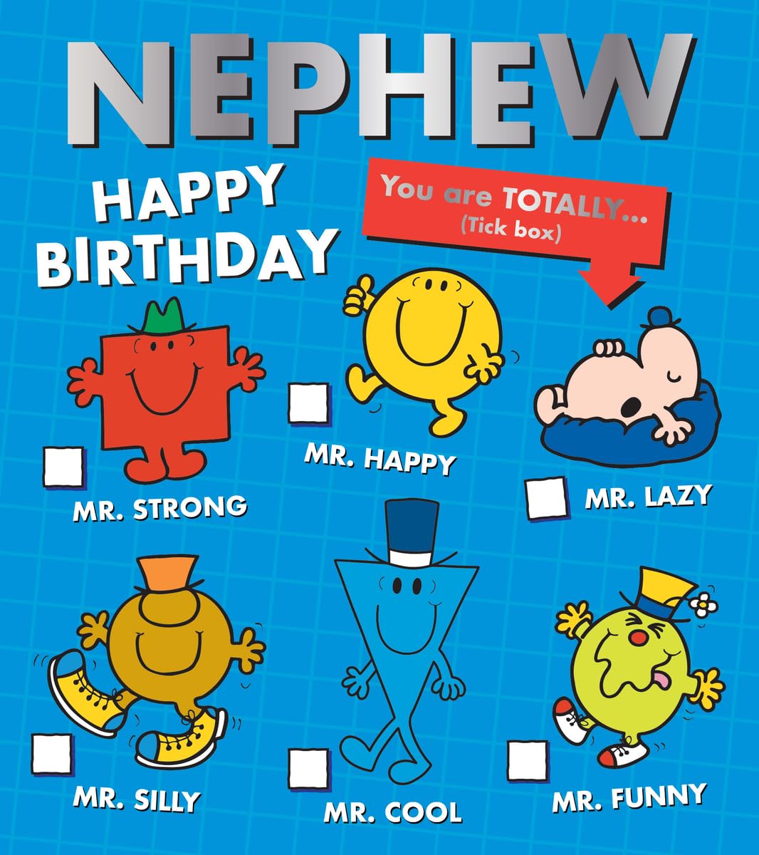 Mr Men Little Miss Nephew Birthday Card, Cute Birthday Card for Nephew