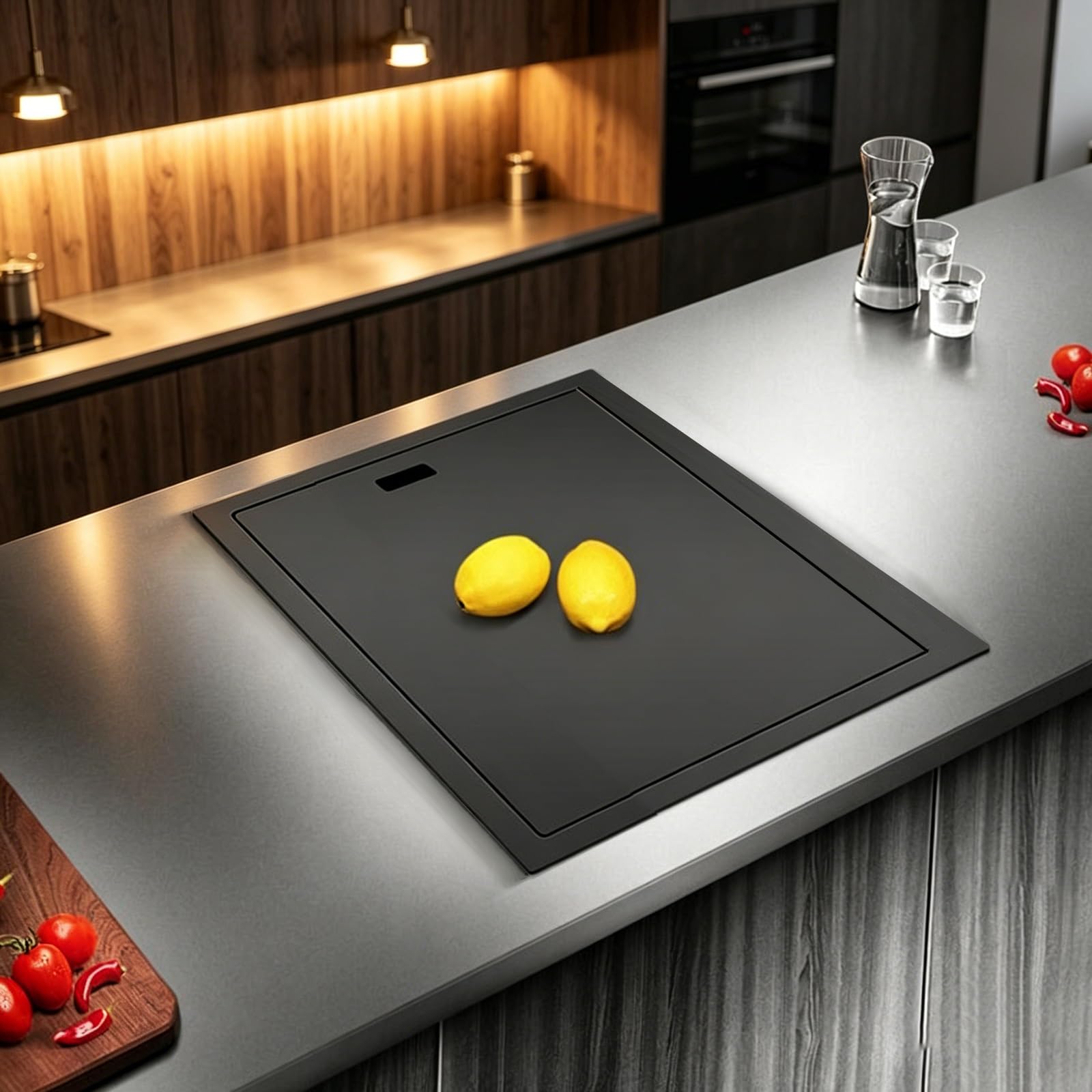 Mini lavello da Bar per Camper in Acciaio Inox, Vasca Singola da Incasso sotto la Cucina, sifone di Servizio Invisibile per Balcone, Design Compatto