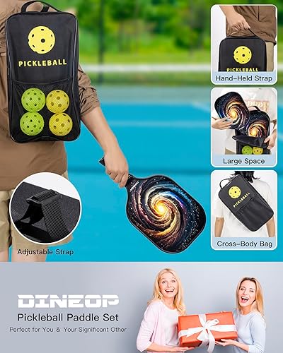 Miniatura 7 de Juego de pickleball, raquetas de fibra de vidrio, palas de pickleball juego de 2, 4 bolas, 2 agarres de repuesto, 1 bolsa de transporte, remo de