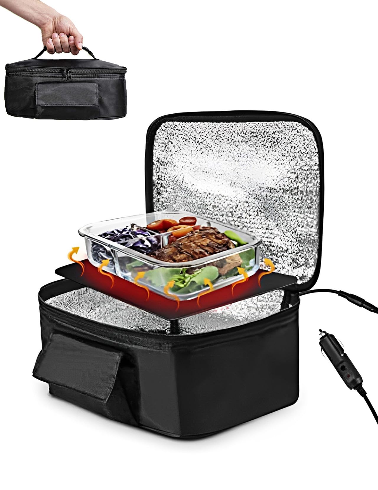 Chauffage rapide Four Micro-Ondes De Voiture, Four Portable 12 V Chauffe-Aliments De Voiture, Mini Micro-Ondes Portable 90 W Pour Voiture, Petite Glaciere Souple Isotherme, Voyageant