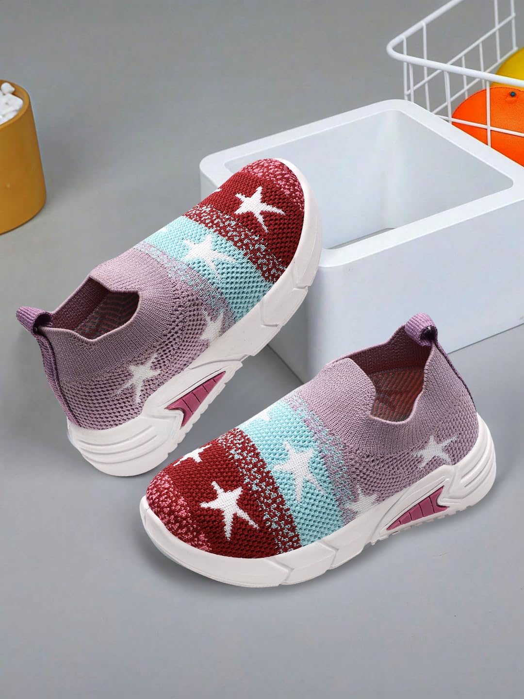 TOMSY CHOICE Onion PVC Sole Knitted Upper Shoes for Boys and Girls Size - 9C, Onion 3
