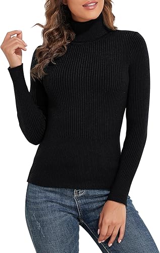 kayamiya Women's Turtleneck Sweater Slim Fit Ribbed Knit Long Sleeve Pullover Sw