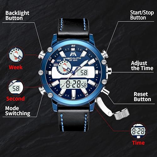 Miniatura 5 de MEGALITH Relojes digitales militares para hombre, reloj deportivo al aire libre, táctico, de 1.772in, cara grande, 5 ATM, resistente al agua, con